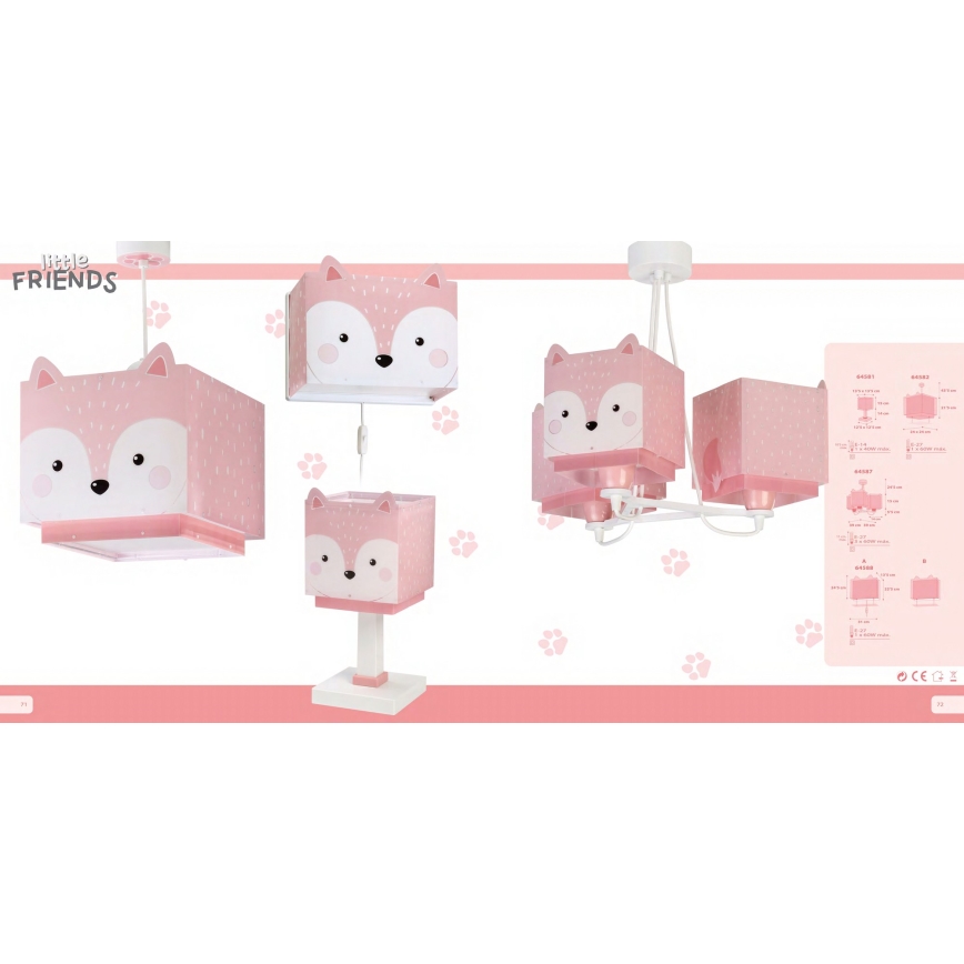 Dalber 64587 - Lasten kattokruunu LITTLE FOX 3xE27/60W/230V