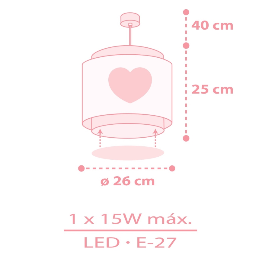 Dalber 76012S - Lasten kattokruunu BABY DREAMS 1xE27/15W/230V vaaleanpunainen