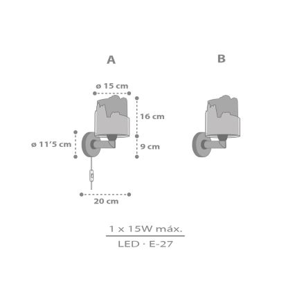 Dalber 76309 - SNOOPY lasten seinävalaisin 1xE27/15W/230V valkoinen/punainen