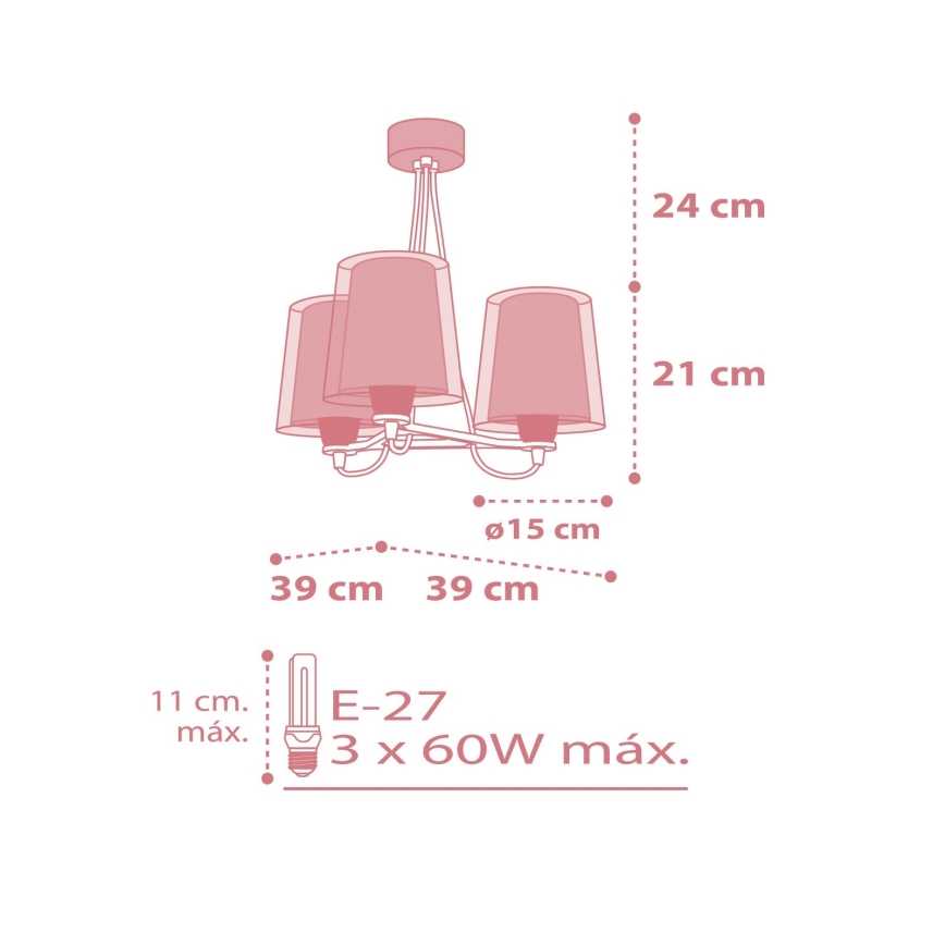 Dalber 81197S - Lasten kattokruunu LIGHT FEELING 3xE27/60W/230V