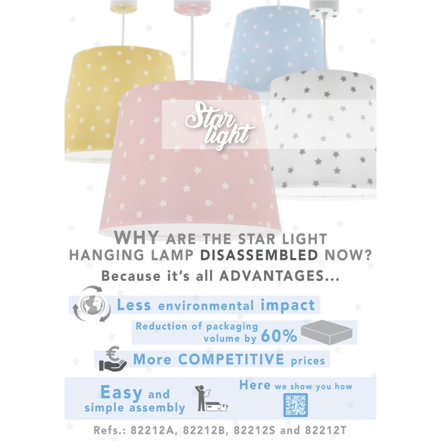 Dalber 82212A - Lasten kattokruunu STAR LIGHT 1xE27/60W/230V keltainen