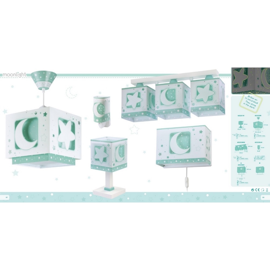 Dalber D-63233NH - Lasten kattovalaisin MOONLIGHT 3xE27/60W/230V