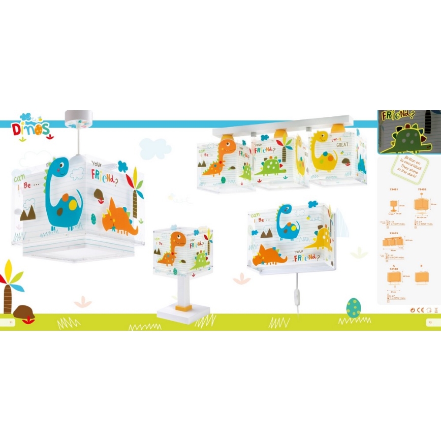 Dalber D-73458 - Lasten seinävalaisin DINOS 1xE27/60W/230V