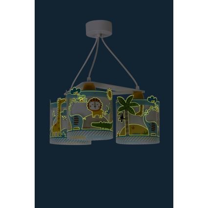 Dalber D-76114 - Lasten kattokruunu MY LITTLE JUNGLE 3xE27/15W/230V