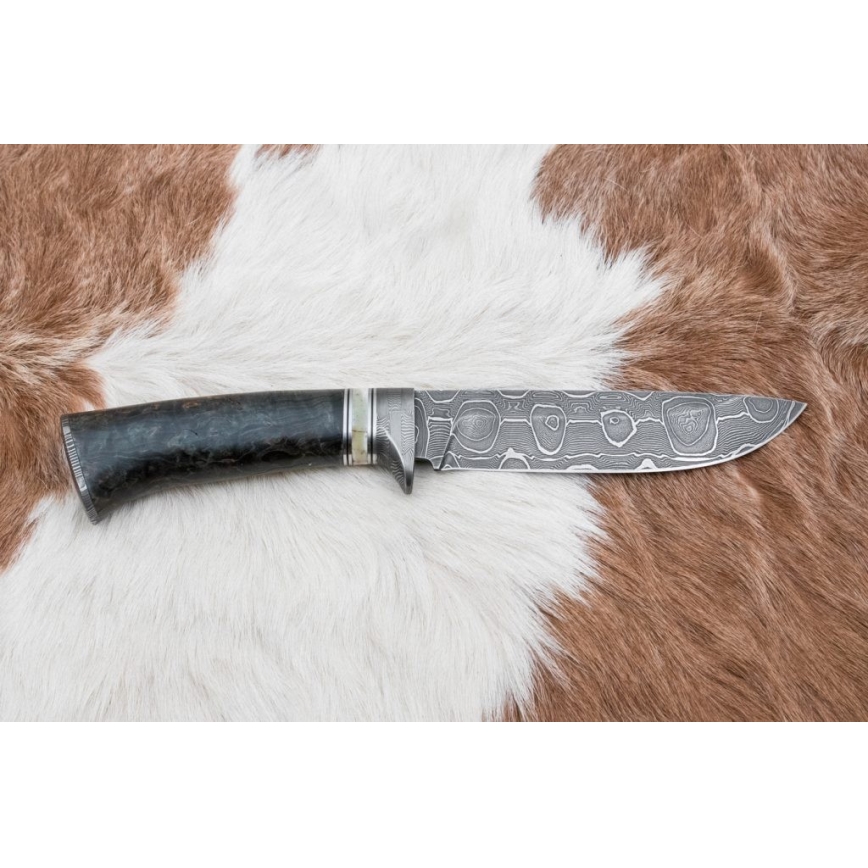 Damaskos metsästysveitsi 13,8 cm Koivu/kamelin luu