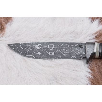 Damaskos metsästysveitsi 13,8 cm Koivu/kamelin luu