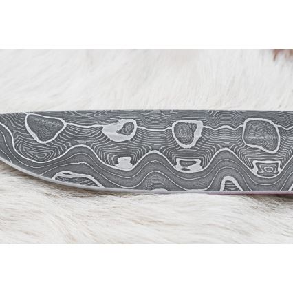 Damaskos metsästysveitsi 13,8 cm Koivu/kamelin luu