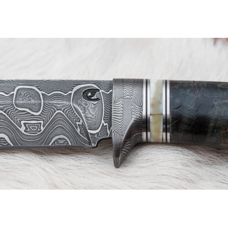 Damaskos metsästysveitsi 13,8 cm Koivu/kamelin luu