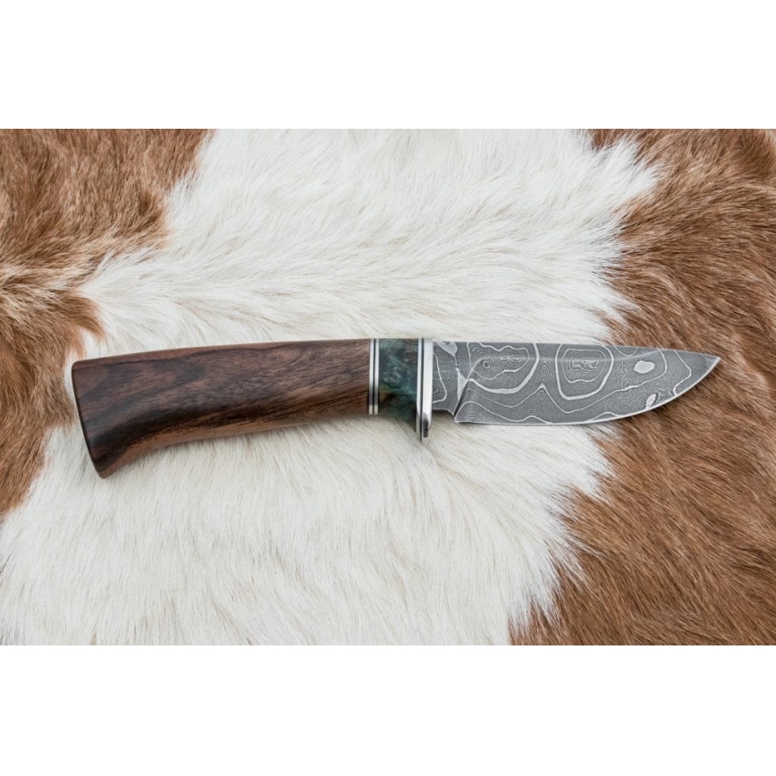 Damaskos metsästysveitsi 9,7 cm saksanpähkinä/vaahtera