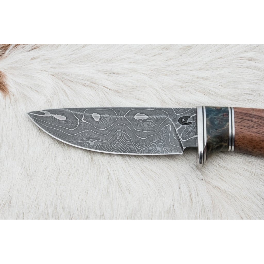 Damaskos metsästysveitsi 9,7 cm saksanpähkinä/vaahtera