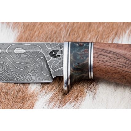 Damaskos metsästysveitsi 9,7 cm saksanpähkinä/vaahtera