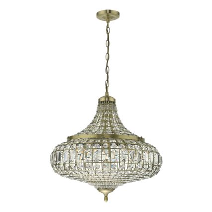 Där Lighting ASM0675 - Ketjuripustettu kattokruunu ASMARA 6xE14/40W/230V messinki