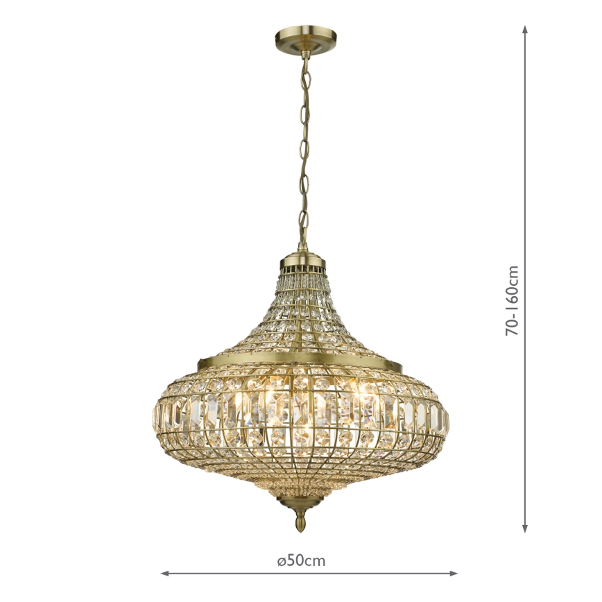 Där Lighting ASM0675 - Ketjuripustettu kattokruunu ASMARA 6xE14/40W/230V messinki