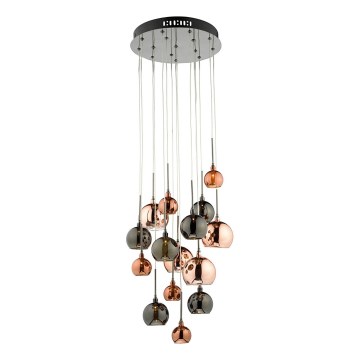 Där Lighting AUR1564 - Riippuvalaisin vaijerilla AURELIA 15xG4/10W/230V musta/kupari
