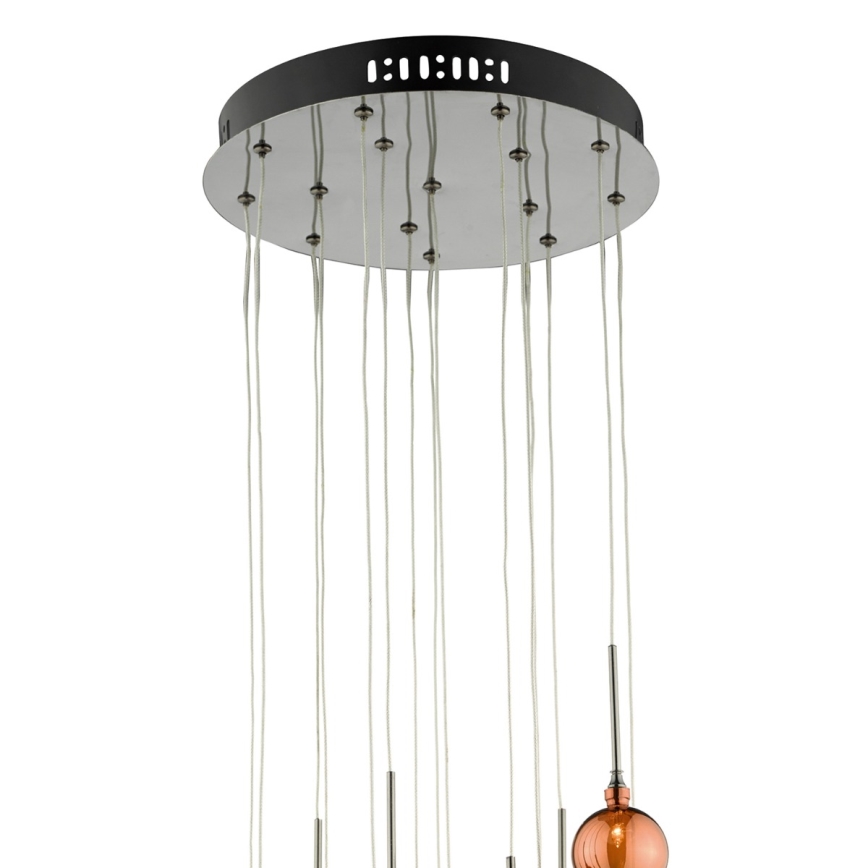 Där Lighting AUR1564 - Riippuvalaisin vaijerilla AURELIA 15xG4/10W/230V musta/kupari