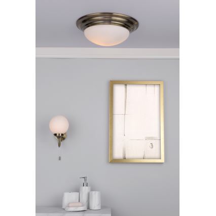 Där Lighting BAR5075 - Kylpyhuoneen kattovalaisin BARCLAY 1xE27/60W/230V halkaisija 38 cm messinki