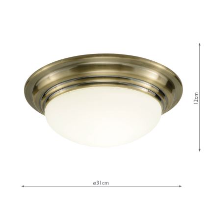 Där Lighting BAR5275 - Kylpyhuoneen kattovalaisin BARCLAY 1xE27/60W/230V, halkaisija 31 cm, messinki