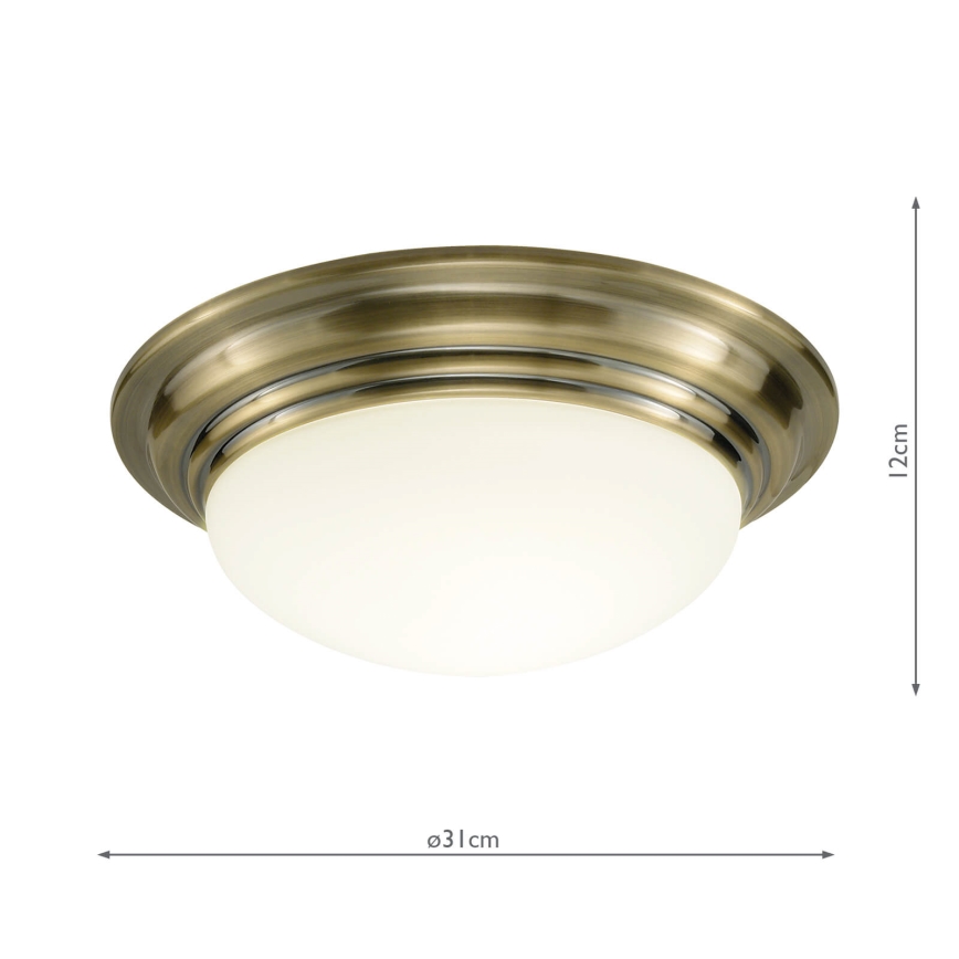 Där Lighting BAR5275 - Kylpyhuoneen kattovalaisin BARCLAY 1xE27/60W/230V, halkaisija 31 cm, messinki
