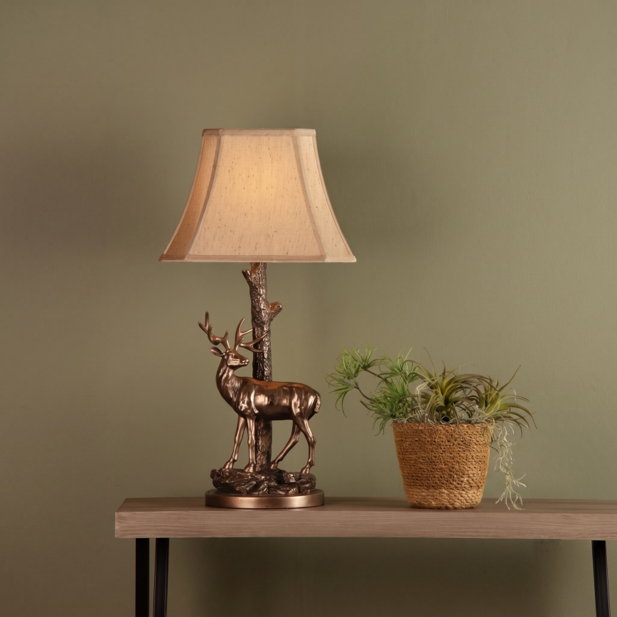 Där Lighting GUL5545-X - GULLIVER-pöytävalaisin 1xE27/60W/230V beige/pronssi