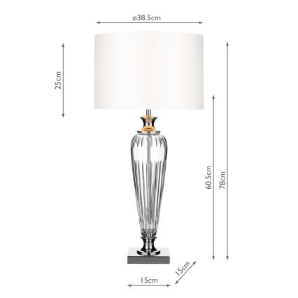 Där Lighting HIN4208 - Pöytälamppu HINTON 1xE27/60W/230V valkoinen/kiiltävä kromi