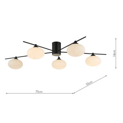 Där Lighting JAS5422 - Pinta-asenteinen kattokruunu JASPER 5xG9/25W/230V musta