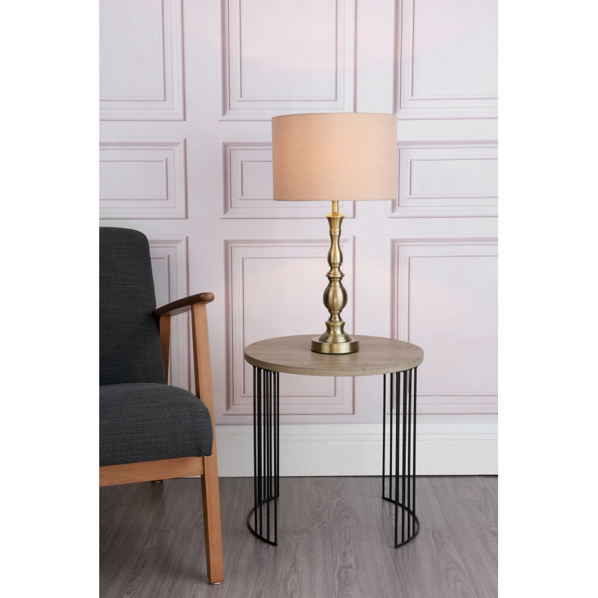 Där Lighting MAD4275 - Pöytälamppu MADRID 1xE27/60W/230V ruskea/messinki
