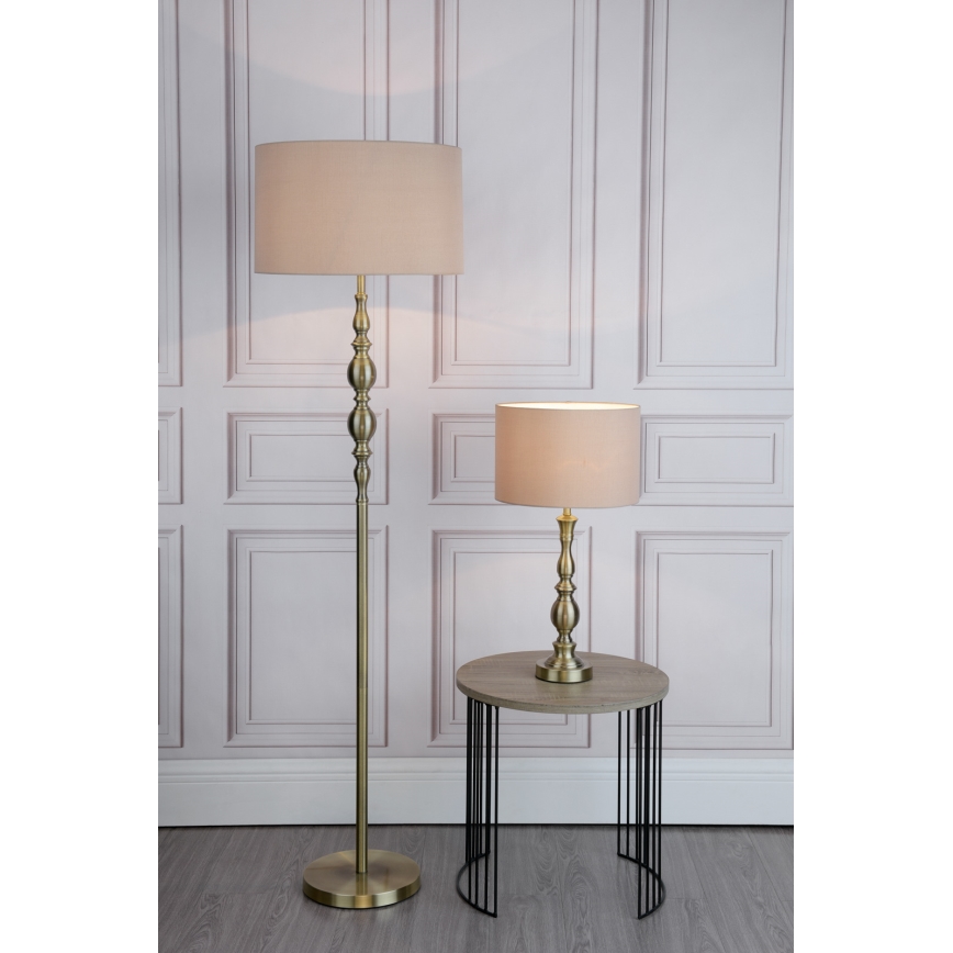 Där Lighting MAD4275 - Pöytälamppu MADRID 1xE27/60W/230V ruskea/messinki