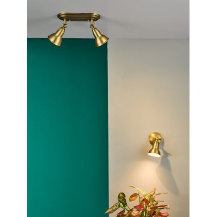 Där Lighting NAT0742 - NATHANIEL seinäspotti 1xGU10/11W/230V messinki