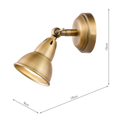 Där Lighting NAT0742 - NATHANIEL seinäspotti 1xGU10/11W/230V messinki