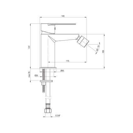 Deante BGA_030M - ALPINIA-bidethana, kiiltävä kromi
