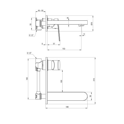 Deante BGA_054L - Pesuallashana uppoasennukseen ALPINIA, kiiltävä kromi