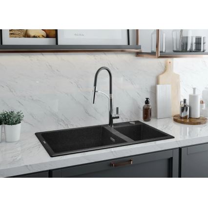 Deante BGB_B720 - Keittiöhana joustavalla GERBERA-kahvalla musta/kromi