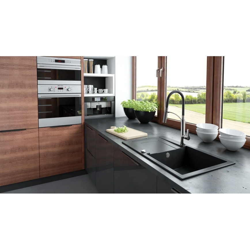 Deante BGB_B720 - Keittiöhana joustavalla GERBERA-kahvalla musta/kromi