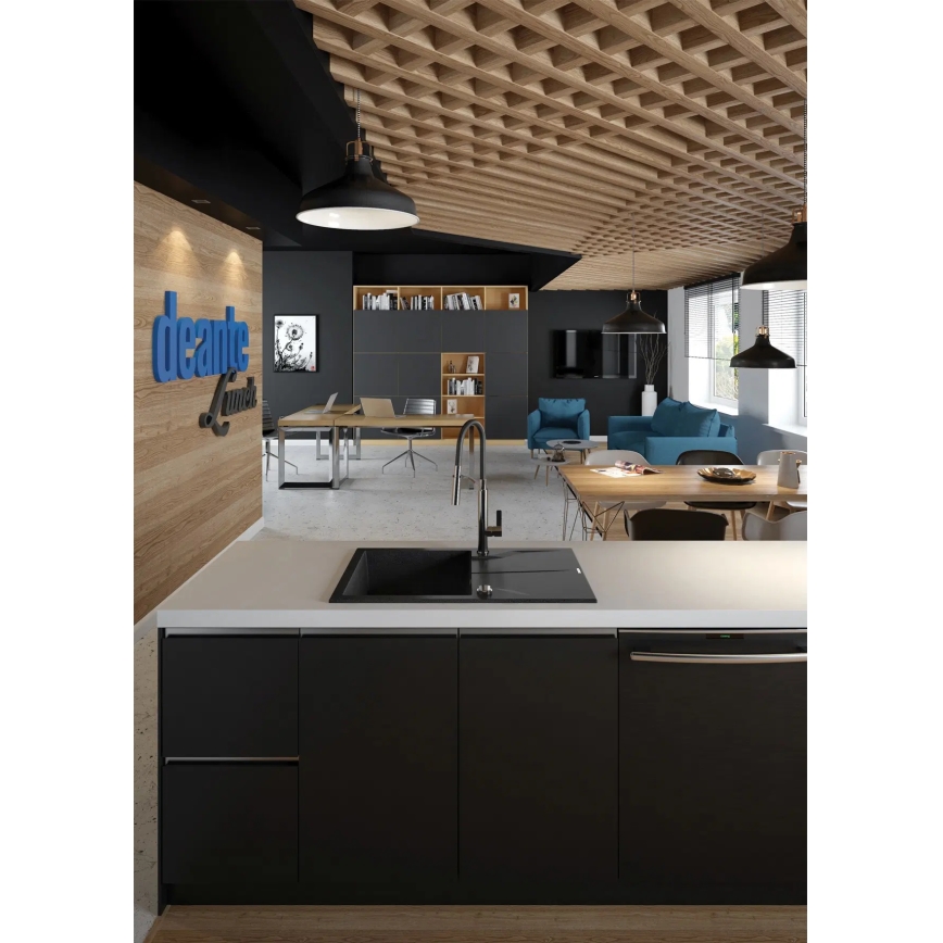 Deante BGB_B720 - Keittiöhana joustavalla GERBERA-kahvalla musta/kromi