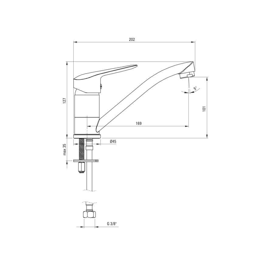 Deante BMO_026M - BORO pesuallashana 12,7 cm kiiltävä kromi
