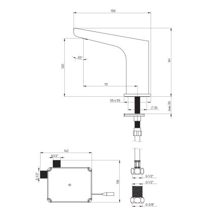 Deante BQH_028R - Kosketusvapaa altaan hana HIACYNT 4xAA kiiltävä kromi