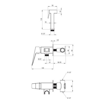 Deante BQL_N34M - Bidet-sekoitin suihkulla seinän sisään asennettavaksi BLUR musta