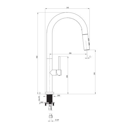 Deante BQO_D72M - Tiskihana ulosvedettävällä ruiskulla OLFATO titaani