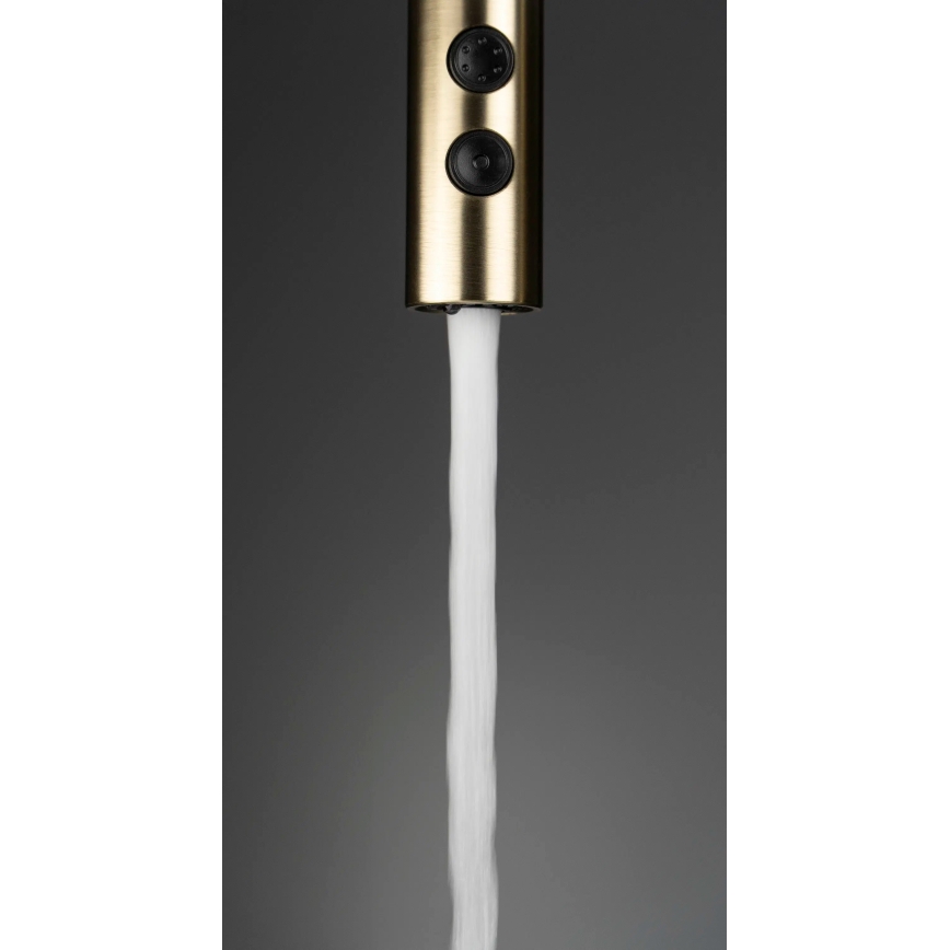 Deante BQO_R72M - Tiskihana ulosvedettävällä ruiskulla OLFATO harjattu kulta