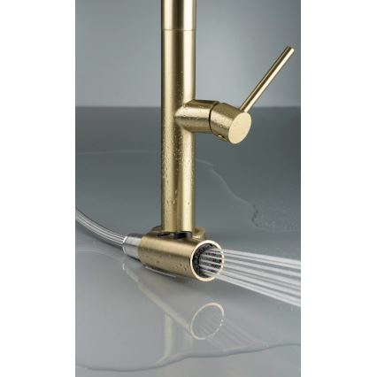 Deante BQO_R72M - Tiskihana ulosvedettävällä ruiskulla OLFATO harjattu kulta