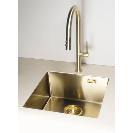 Deante BQO_R72M - Tiskihana ulosvedettävällä ruiskulla OLFATO harjattu kulta