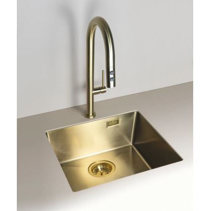 Deante BQO_R72M - Tiskihana ulosvedettävällä ruiskulla OLFATO harjattu kulta