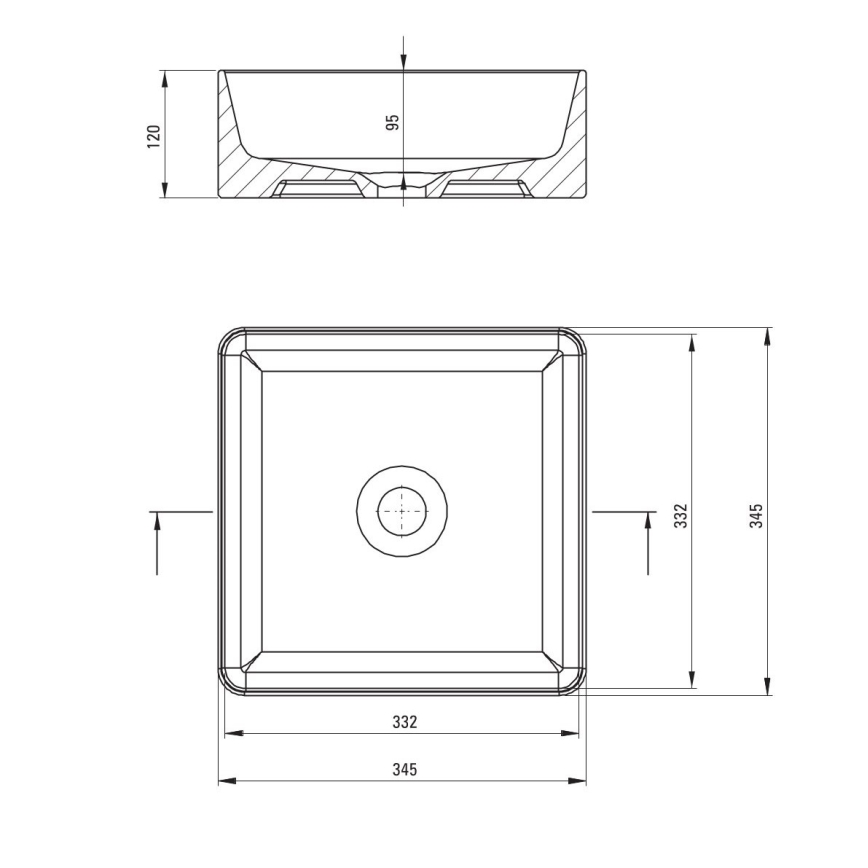 Deante CDJ_6U3S - JASMIN tason päälle asennettava pesuallas 34,5 x 34,5 cm, keramiikka/valkoinen