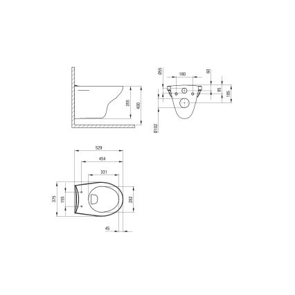 Deante CMOD6SPW - seinään asennettava WC-istuin pehmeästi sulkeutuvalla istuimella BORO, keramiikka/valkoinen