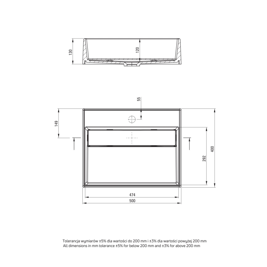 Deante CQR_NU5M - Tasoon asennettava pesuallas CORREO 40x50 cm graniitti/musta