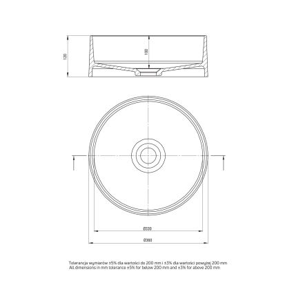 Deante CQS_5U4S - SILIA tasoon asennettava pesuallas, halkaisija 36 cm, graniitti/beige