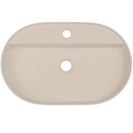 Deante CQS_5U6B - Altaan päälle asennettava pesuallas hanan reiällä SILIA 35x55 cm graniitti/beige