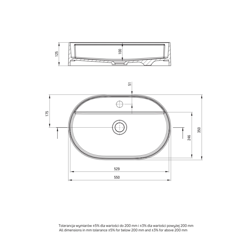 Deante CQS_5U6B - Altaan päälle asennettava pesuallas hanan reiällä SILIA 35x55 cm graniitti/beige
