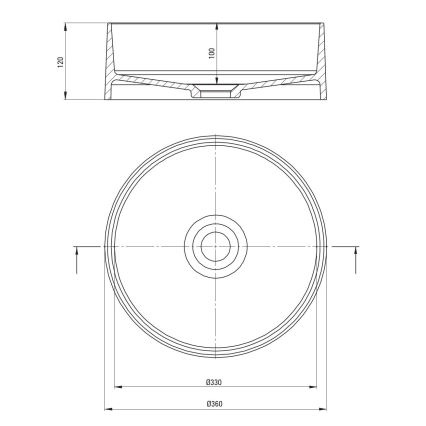 Deante CQS_NU4S - Tason päälle asennettava pesuallas SILIA Ø 36 cm, graniitti/musta