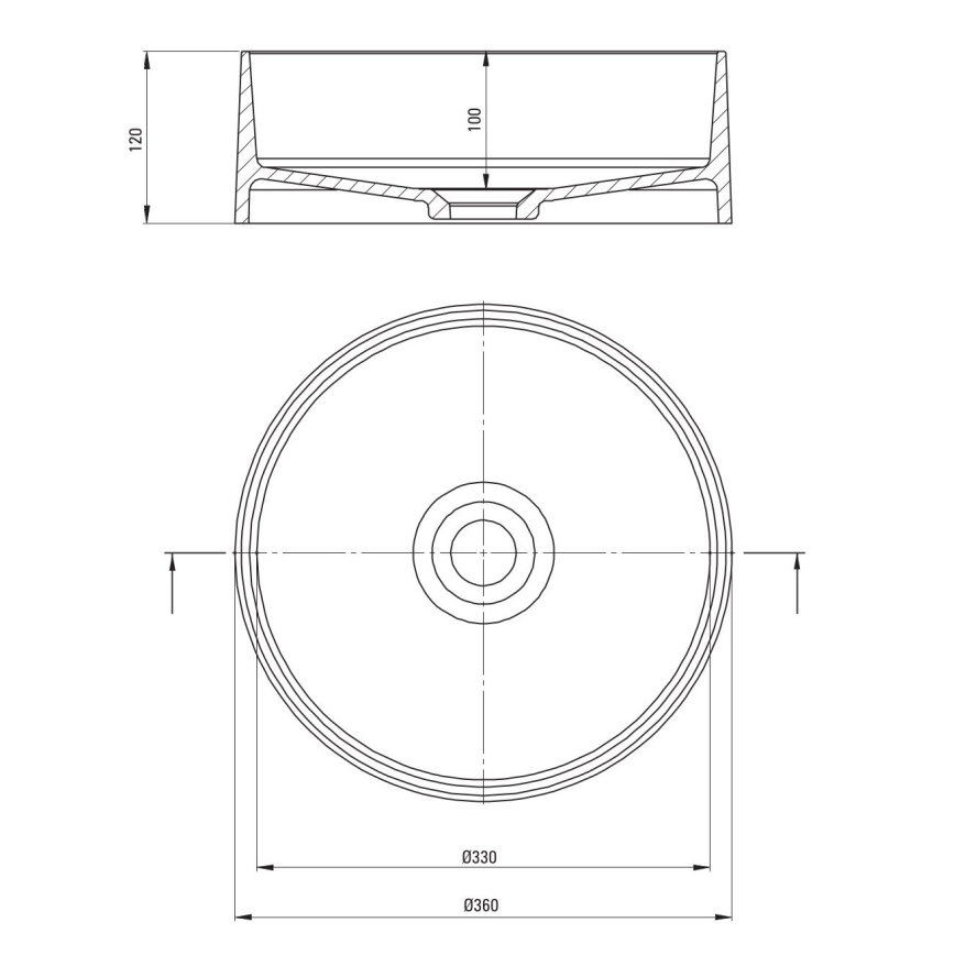 Deante CQS_NU4S - Tason päälle asennettava pesuallas SILIA Ø 36 cm, graniitti/musta